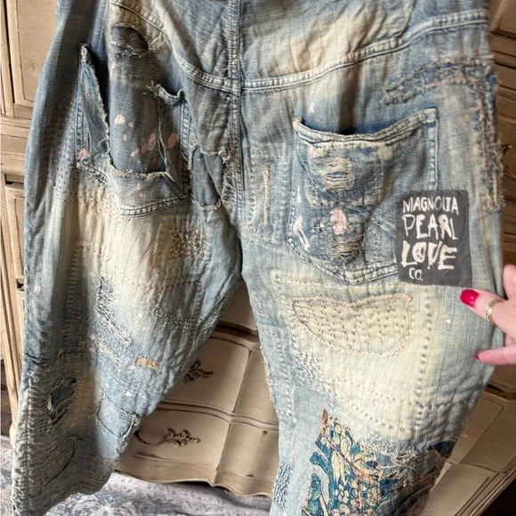 Nwt not washed or worn Magnolia pearl Artistic Patchwork Women Jeans - Picture 5 of 8